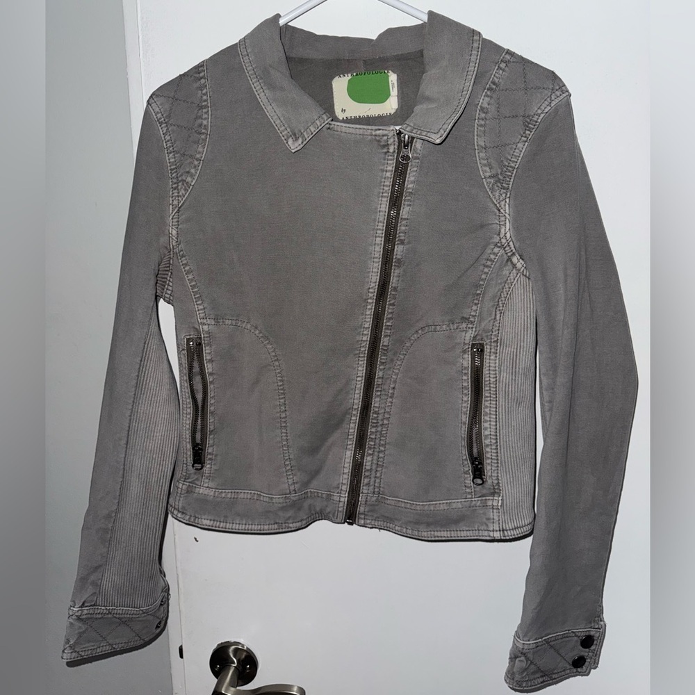 ‼️Sold‼️Anthropologie Y2K Gray Jean Jacket